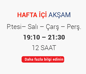 İngilizce Kursu Eğitim Saatlerimiz